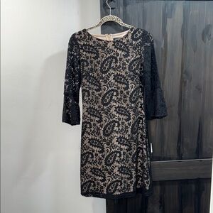 Tommy Hilfiger Black and Tan Sheath Dress Cocktail 3/4 Sleeve